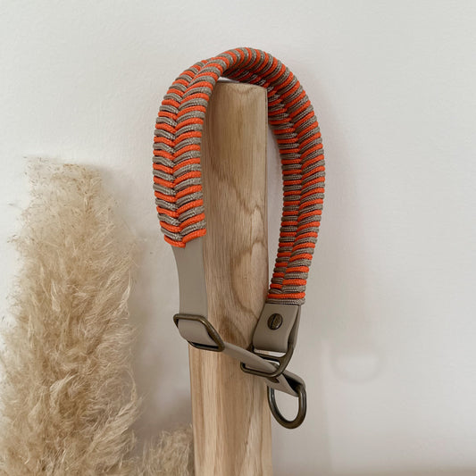 Biothane-Halsband "Sellin"- Taupe x Orange